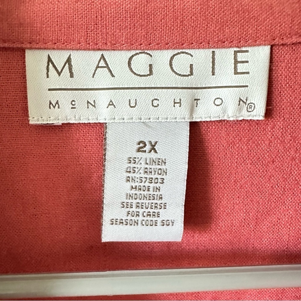 Maggie McNaughton Women's Salmon Washable Linen Blend Shirt 2X NWT Plus - Picture 5 of 15